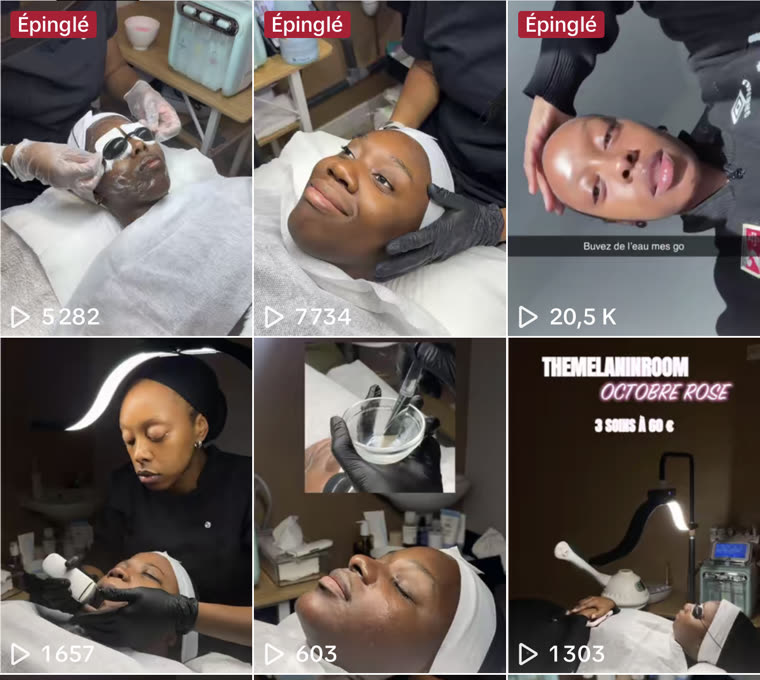 Vidéos TikTok de The Melanin Room avec leur nombre de vues