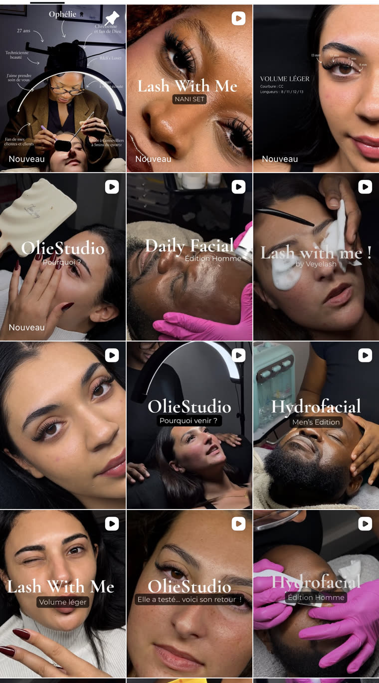 Feed Instagram d'Oliestudio après la refonte, avec des couvertures harmonisées